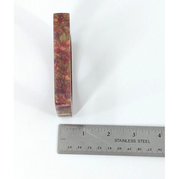 Vintage Bangle Bracelet Wood Lucite Brown Square Chunky Boho Chic Eclectic Artsy - Picture 11 of 11